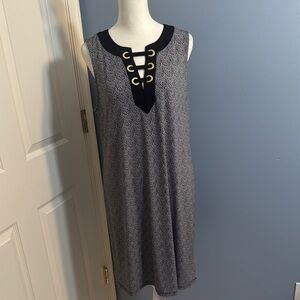 MICHAEL Michael Kors Gray and Black Sheath Midi Dress